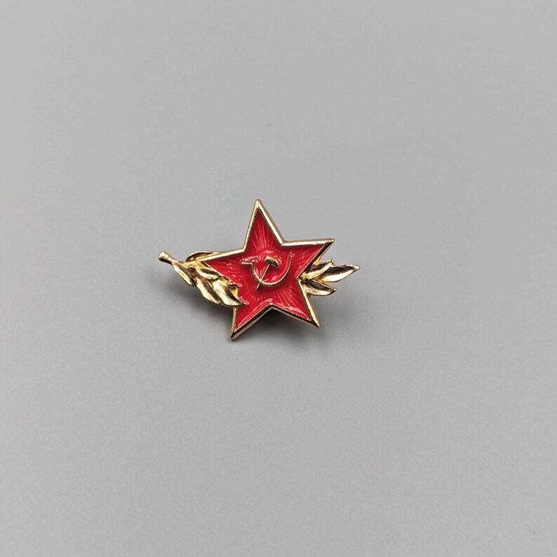 Rode ster met tarwe emaille pin Sovjet-Unie logo pin socialisme hamer en sikkel pin afbeelding 1