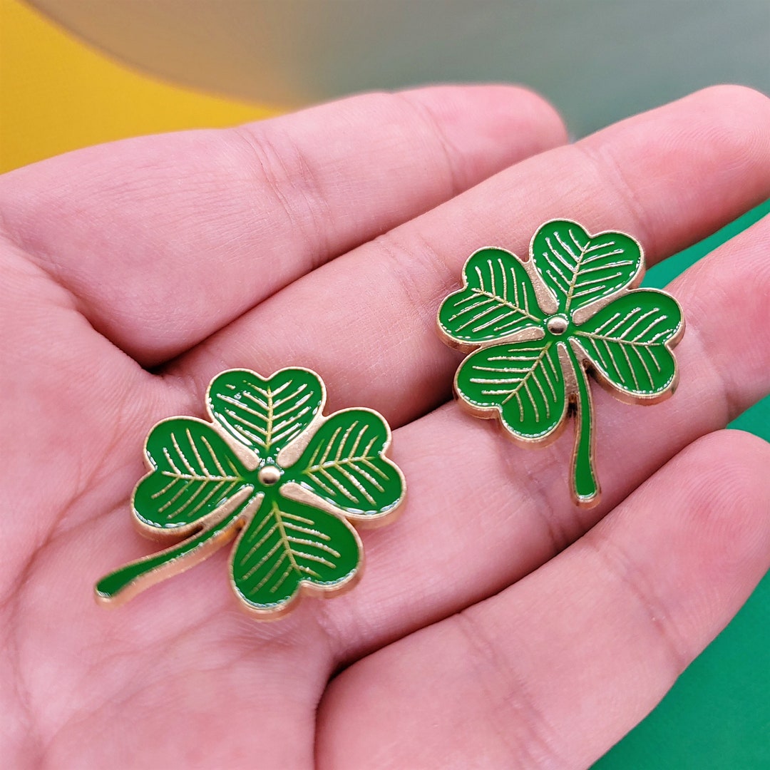 Fourleaf Clover Enamel Pin Lucky Clover Pin Lucky Gift Pin Etsy