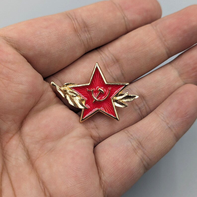 Rode ster met tarwe emaille pin Sovjet-Unie logo pin socialisme hamer en sikkel pin afbeelding 3