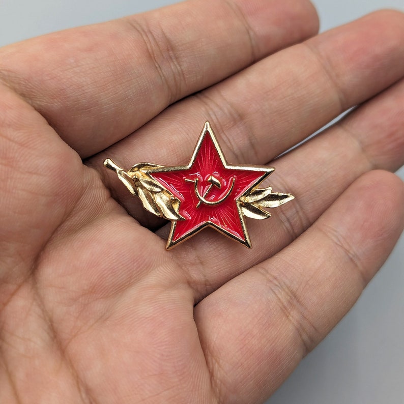 Rode ster met tarwe emaille pin Sovjet-Unie logo pin socialisme hamer en sikkel pin afbeelding 2