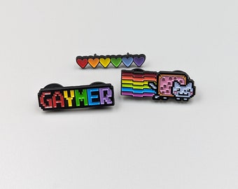 Gaymer Emaille Pin LGBTQ Emaille Pins Rainbow Pins Rainbow Heart Pins