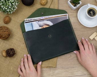 Personalized Leather Photo Envelope – 6x8 in (15x21 cm) Custom Engraved Keepsake