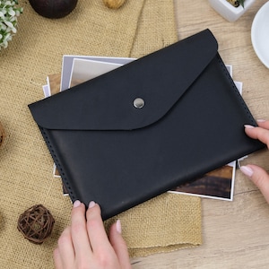 Estuche de piel – Sobre de piel para fotos de 6 x 8 pulgadas, 15 x 21 cm, dinero, documentos y cartas – Diseño minimalista