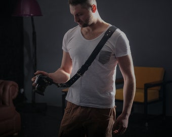Personalized Leather Camera Shoulder Strap | Engraved Sling for One DSLR/SLR