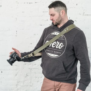 Personalized Leather Camera Shoulder Strap – Adjustable Sling for One DSLR or SLR – Custom Engraved Photographer Gift