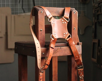 Personalized Dual Leather Camera Harness | Adjustable DSLR/SLR Strap