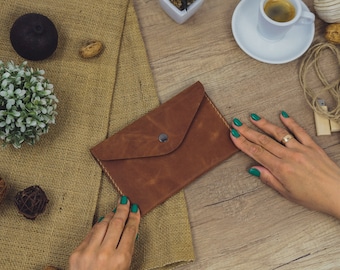 Personalized Leather Photo Envelope – 4x6 in (10x15 cm) Custom Engraved Case