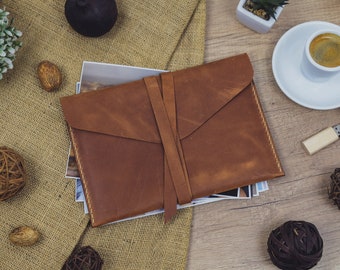 Leather Photo Envelope – 6x8 in (15x21 cm) Personalized Holder, Document or Letter Case