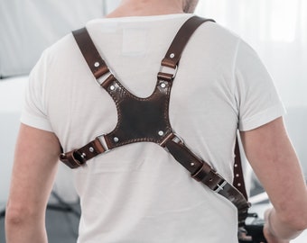 Single Camera Strap - Personalized DSLR/SLR Leather Harness – Custom Engraved Gift for Photographer