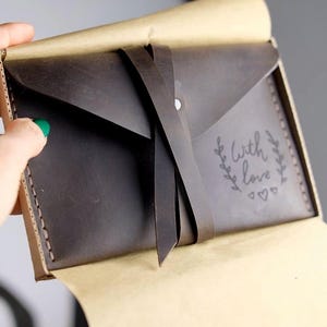 Leather Photo Envelope | 4x6 Photo Holder 10x15cm | Custom Engraved Leather Case | Wedding Photographer Gift