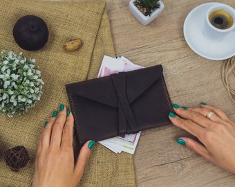 Personalized Leather Photo Envelope: 4x6 Print, Wedding Keepsake