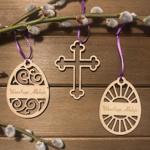 Wesolego Alleluja - Piccolo set di ornamenti per uova di Pasqua con auguri di Pasqua polacchi