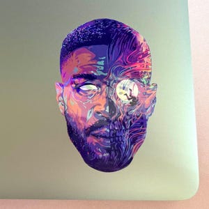 Holographic Rapper Man on the Moon Sticker
