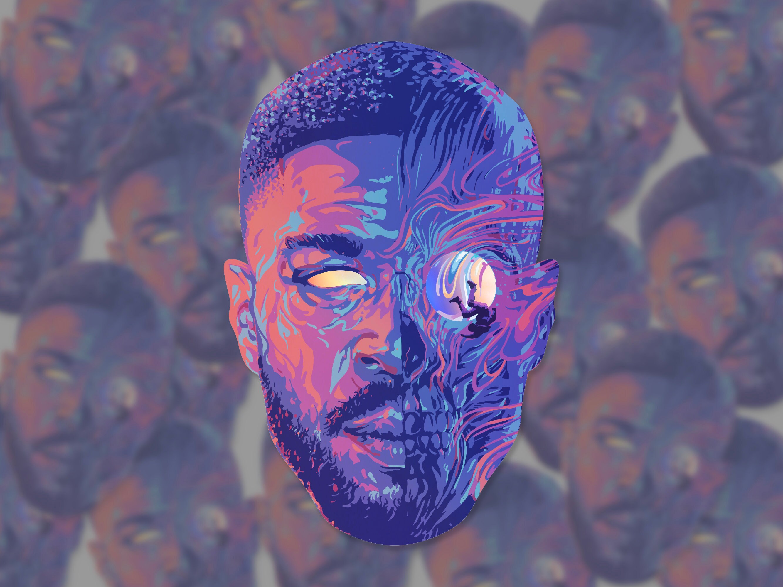 Holographic Kid Cudi Man On The Moon 3 Sticker Etsy