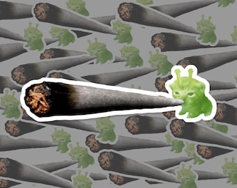 Pegatina de meme de gato de marihuana Zazaglorp