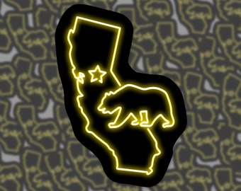 California Bear Neon Sign Sticker