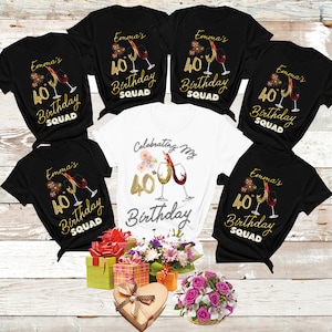 Celebrating My 40th custom Year Birthday Squad Shirt Customizable Name Birthday T-shirt Birthday Squad Shirts Celebration Party Shirts