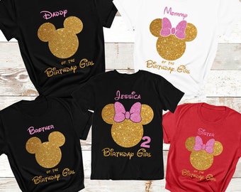 Camicia Minnie Mouse, Camicia di compleanno di Minnie Mouse, Ragazza di compleanno di famiglia, Camicia di compleanno di Topolino, Ragazza di compleanno di famiglia Un 2o compleanno