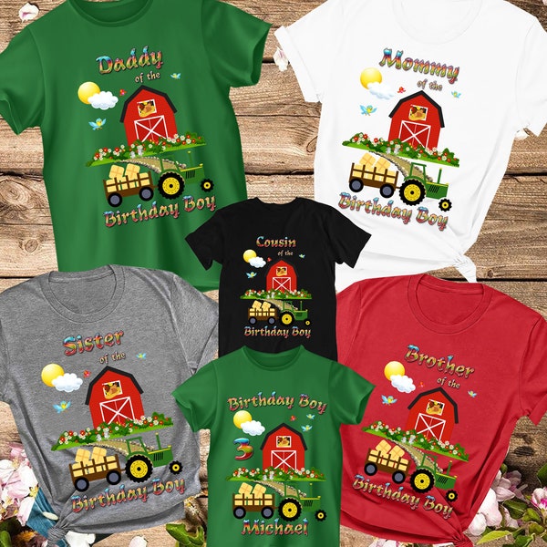Tractor Birthday Shirt, Farm Birthday Family Shirt, Barnyard Farm Farmer, Birthday Boy Tractor Shirt, Green Tractor Shirt Country Boy
