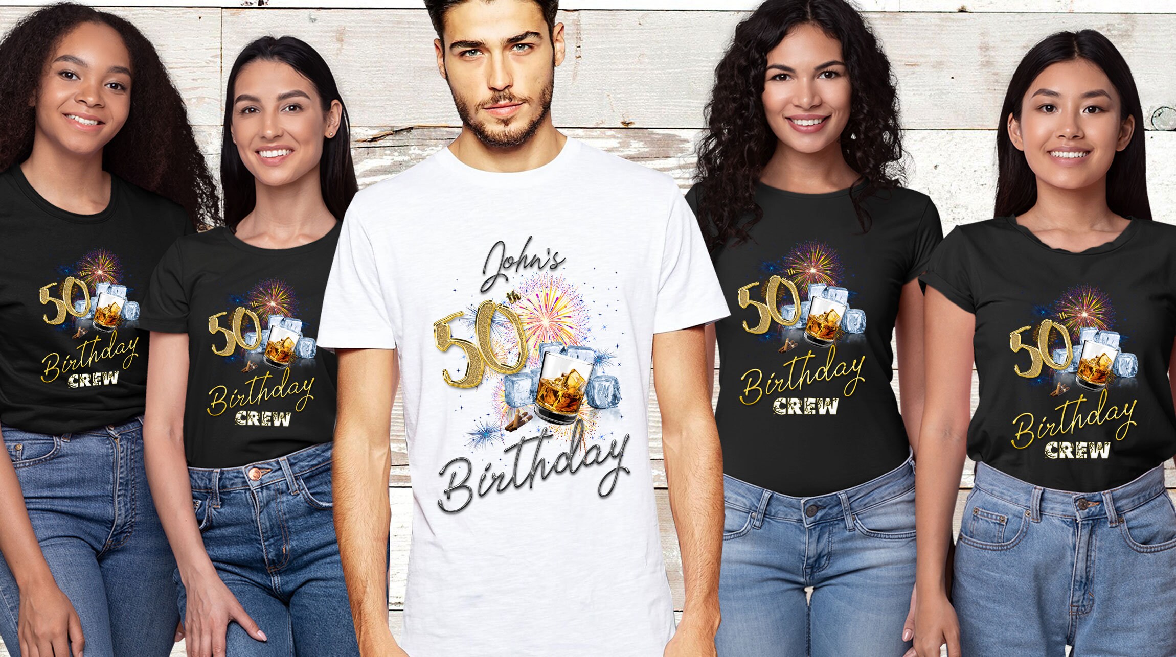 Camiseta de fiesta de cumpleanos numero 50 para hombres camisetas de escuadron de cumpleanos camiseta de equipo de cumpleanos camisetas de fiesta de cumpleanos camisetas de tripulacion de cumpleanos c...