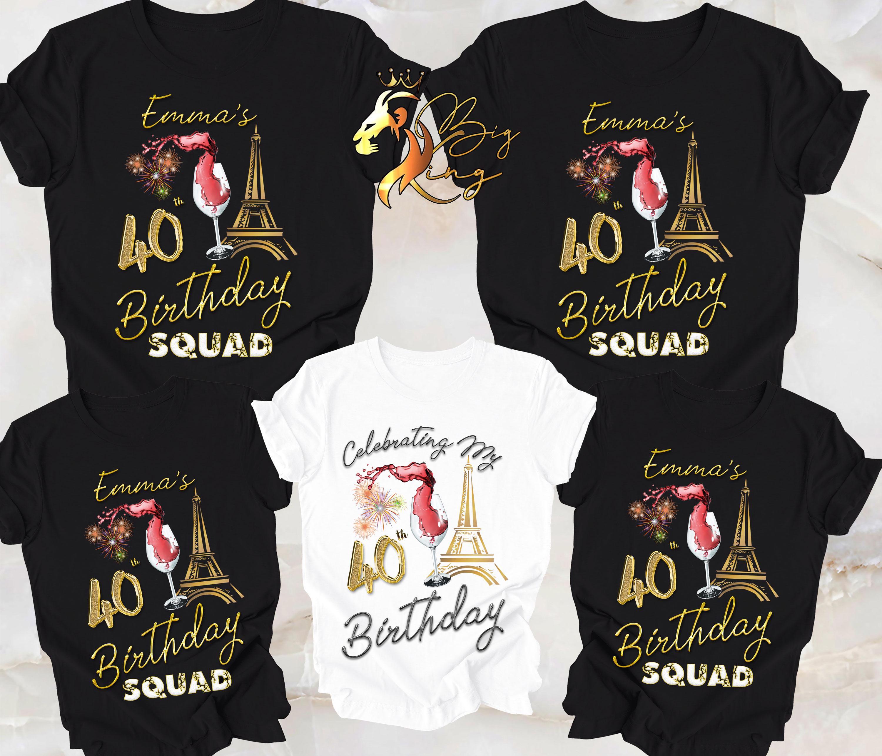 Personalized 40th Birthday Paris T-Shirt: Eiffel Tower Holiday