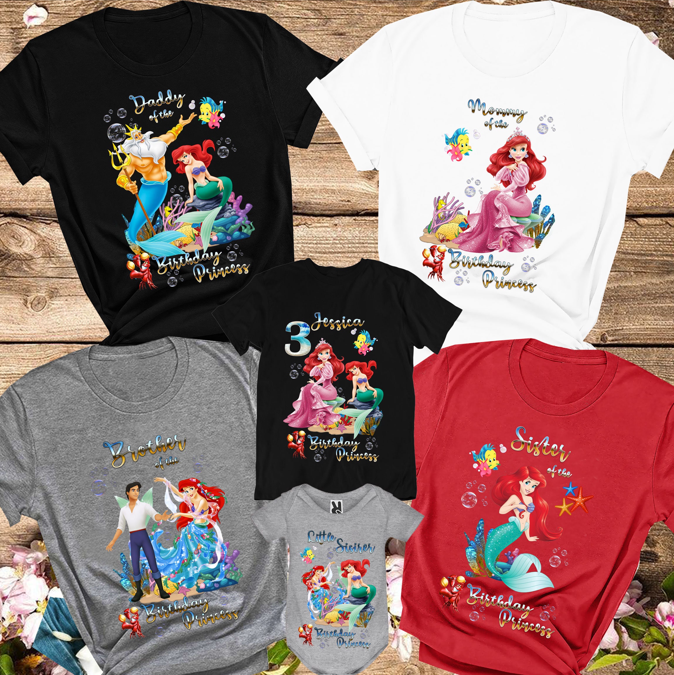 Ariel Birthday Shirts,disney Princess Birthday Shirt,little Mermaid  Birthday Shirt,disney Princess Party T-shirt,disney Birthday Shirt Ariel -   Israel