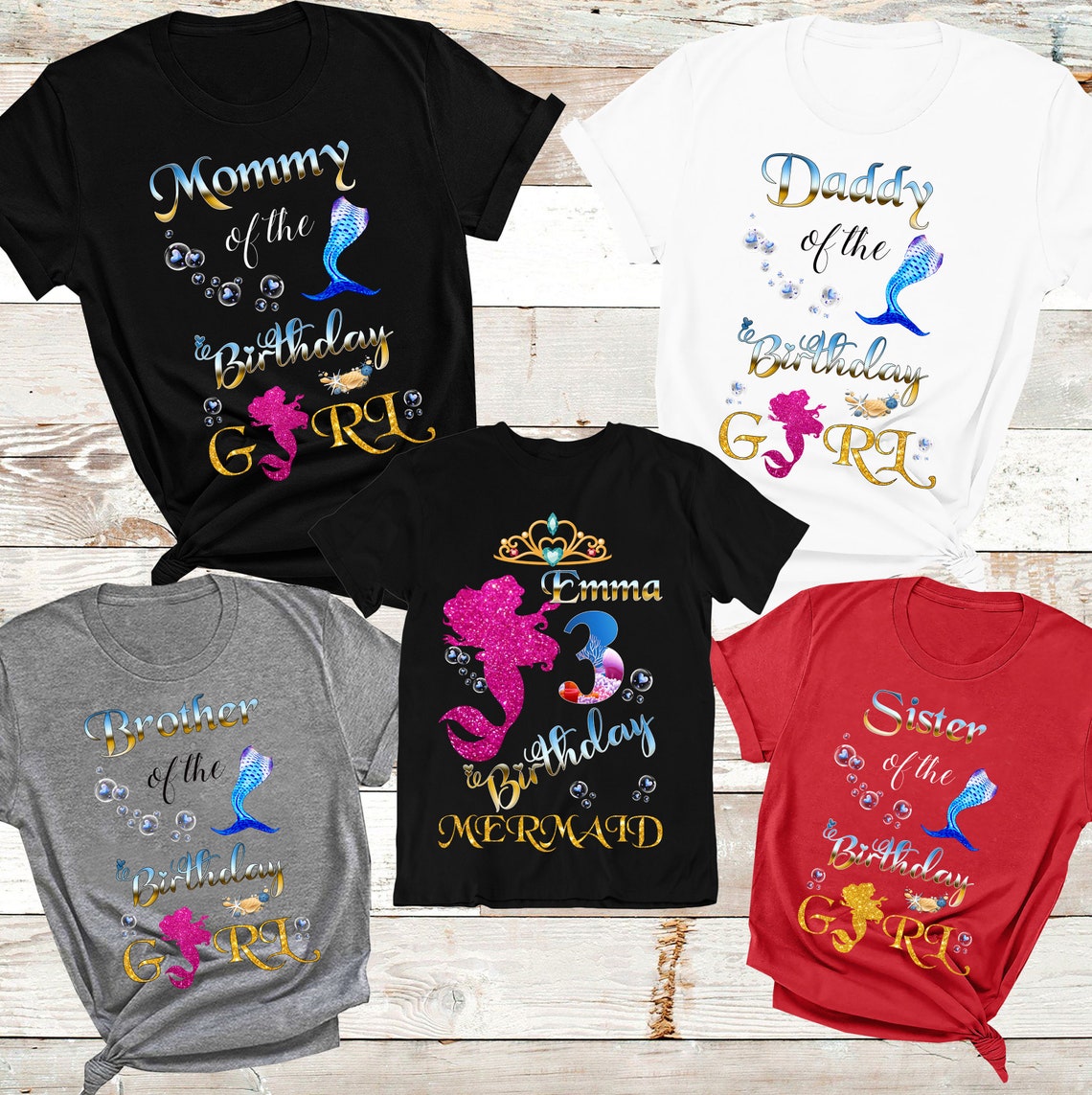 Girls Mermaid Shirt Mermaid Birthday Shirt Mermaid Party Tee Etsy