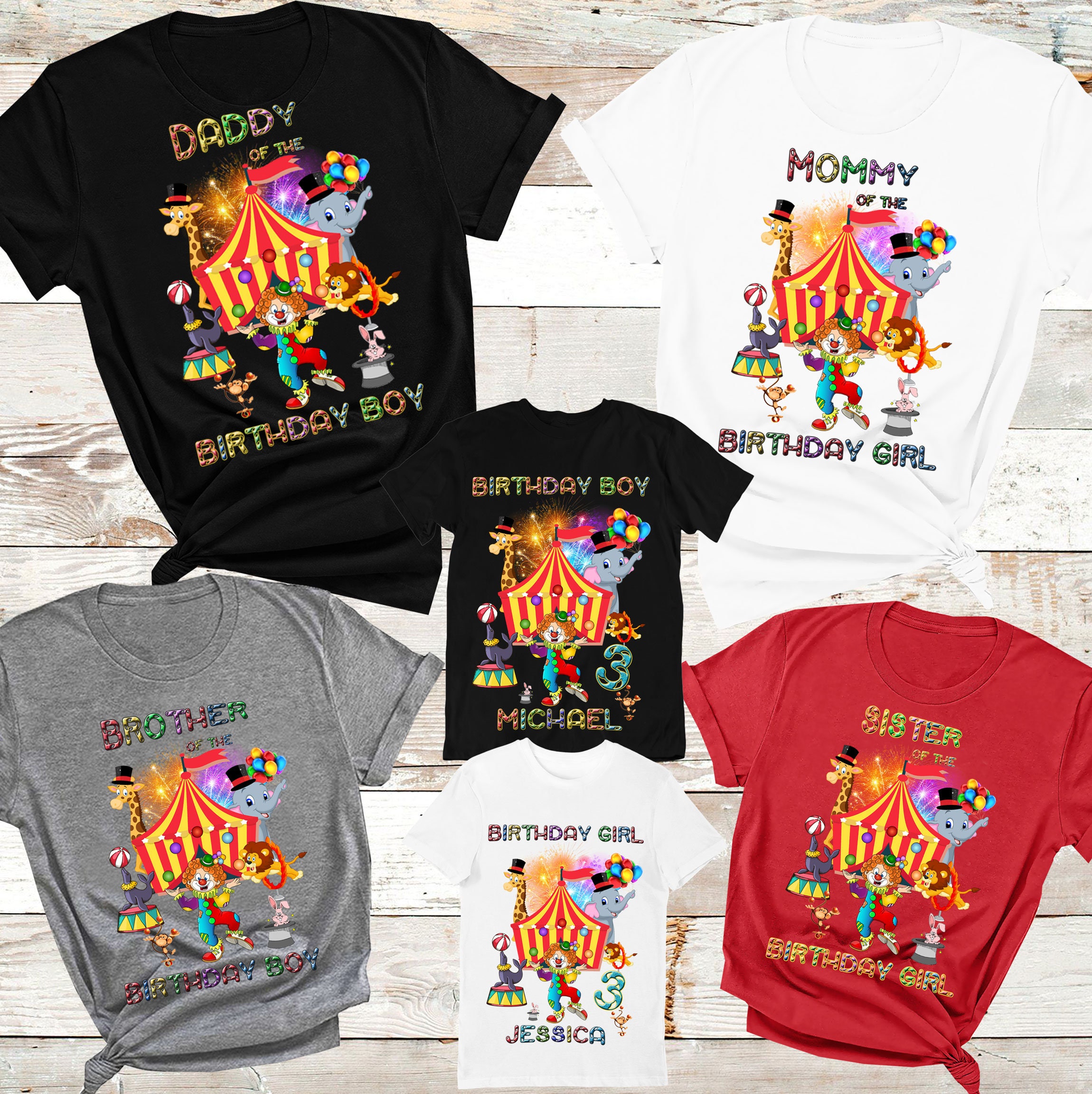 Camisas familiares de circo de carnaval camisas de cumpleanos de nina de circo camisas de fiesta de cumpleanos de nino camisas de cumpleanos con tematica de circo camisas de cumpleanos de circo