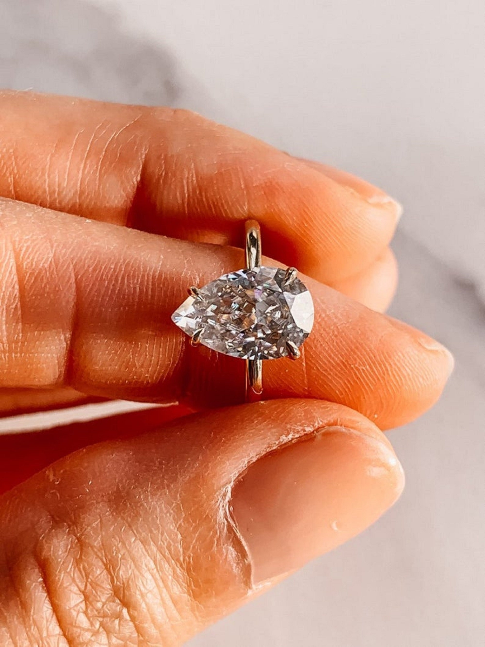 2.70 CT Pear Shaped Moissanite Ring Hidden Halo Ring Teardrop Etsy