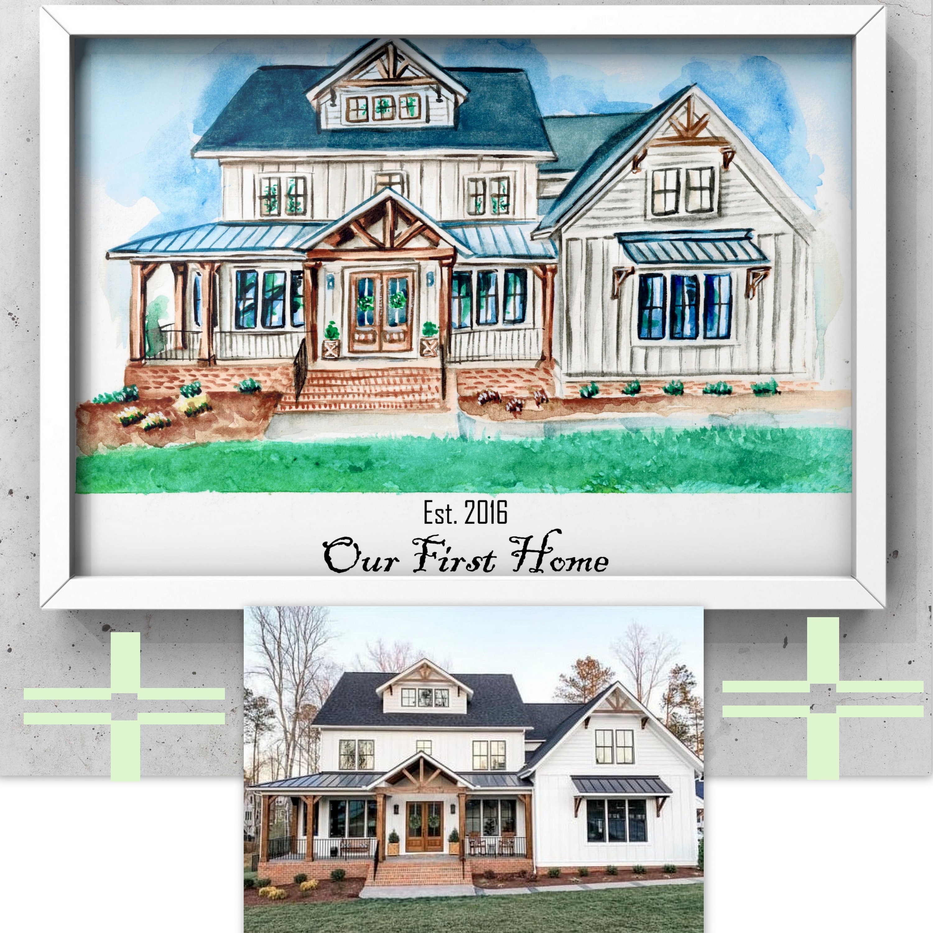 Custom Watercolor House Portraitoriginal Watercolor Home Etsy
