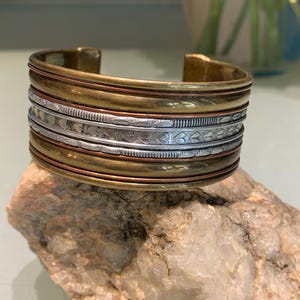 Vintage Copper, Bronze & Brass Statement Cuff Bracelet. Please read the description.