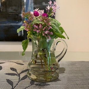 Vintage MCM Etched Glass Pitcher/Vase.