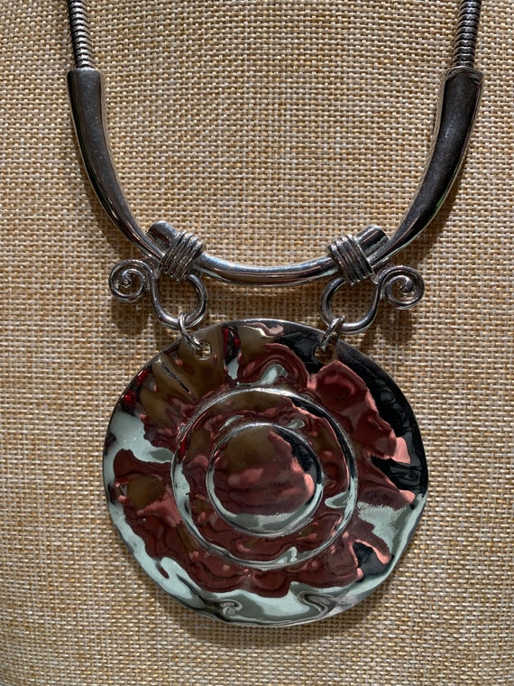 BOLD Vintage Silver Tone Statement Adjustable Nec… - image 3