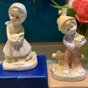 Vintage Porcelain Girl and Boy Figurines. Please read the description.