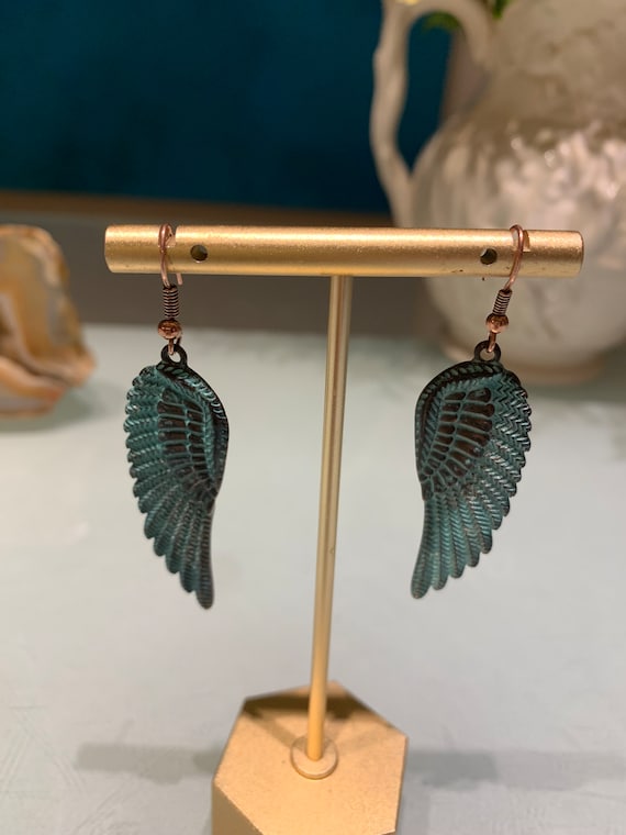Vintage Copper Angel/Fairy Wings Dangle Pierced Ea