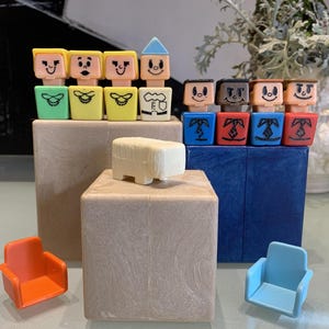 Vintage Playskool Familiar Places Little People and Accessories. Circa 1974.