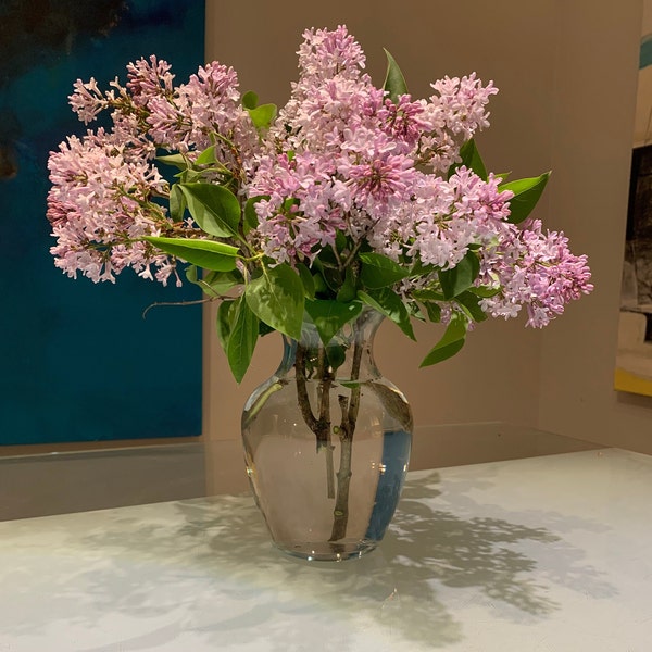 Vintage Hand-Blown 7" Clear Glass Flower Vase. Please read the description.