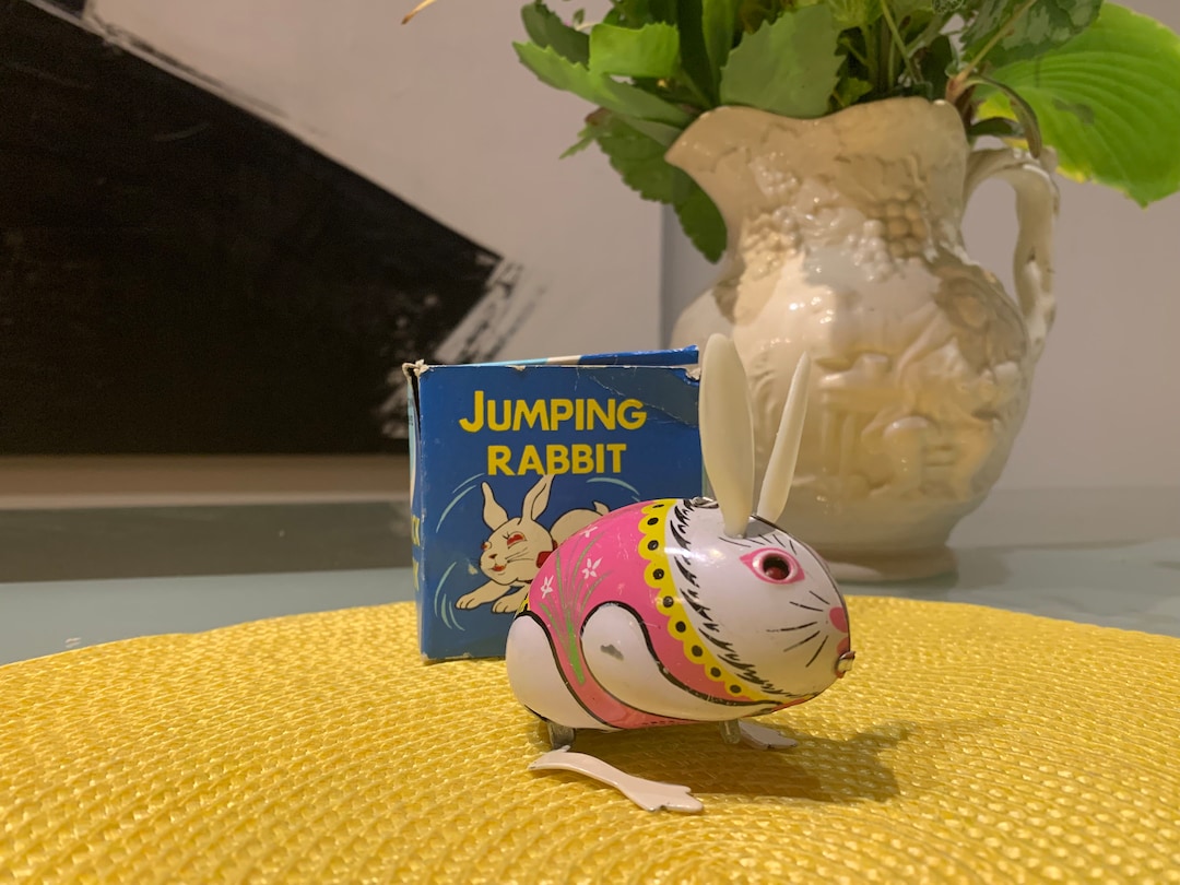 Vintage, Jumping Rabbit With Moving Eyes Tin Litho Toy, Circa 1960 ...