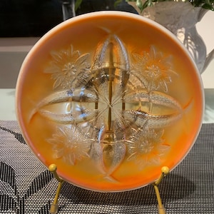 Antique Dugan Diamond Peach Opalescent Carnival Glass. &quot;Four Flowers&quot; Circa 1905