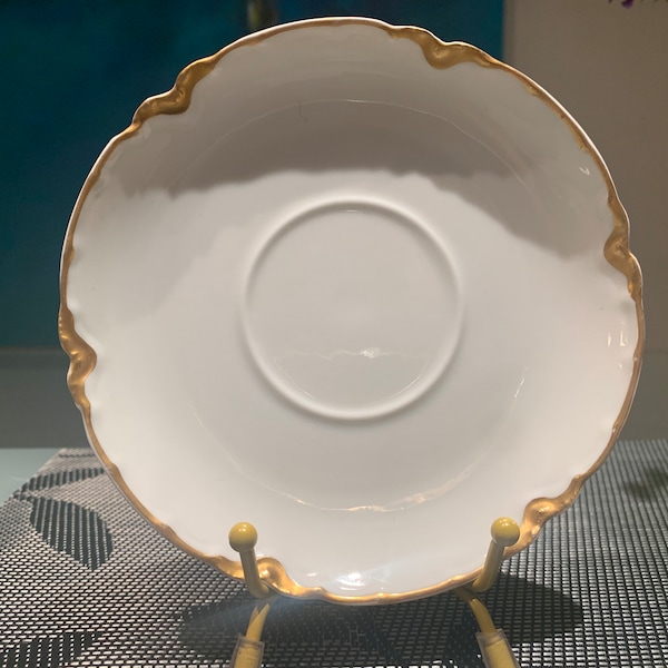 Antique Haviland Porcelain China "Ranson" 22k Gold Trim Replacement Teacup Saucer, produced in Limoges France.