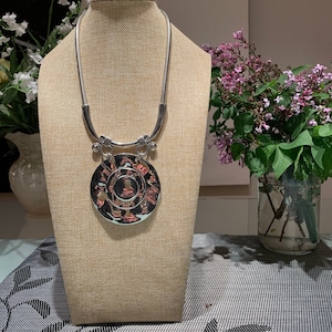 BOLD Vintage Silver Tone Statement Adjustable Necklace.