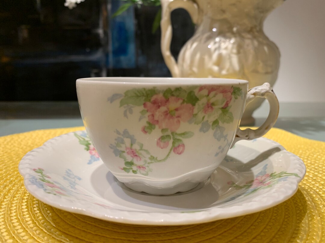 Antique Johnson Brothers Porcelain Floral Hand Painted Teacup Etsy