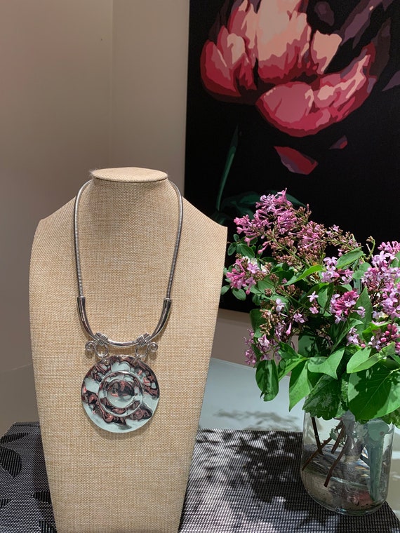 BOLD Vintage Silver Tone Statement Adjustable Nec… - image 4