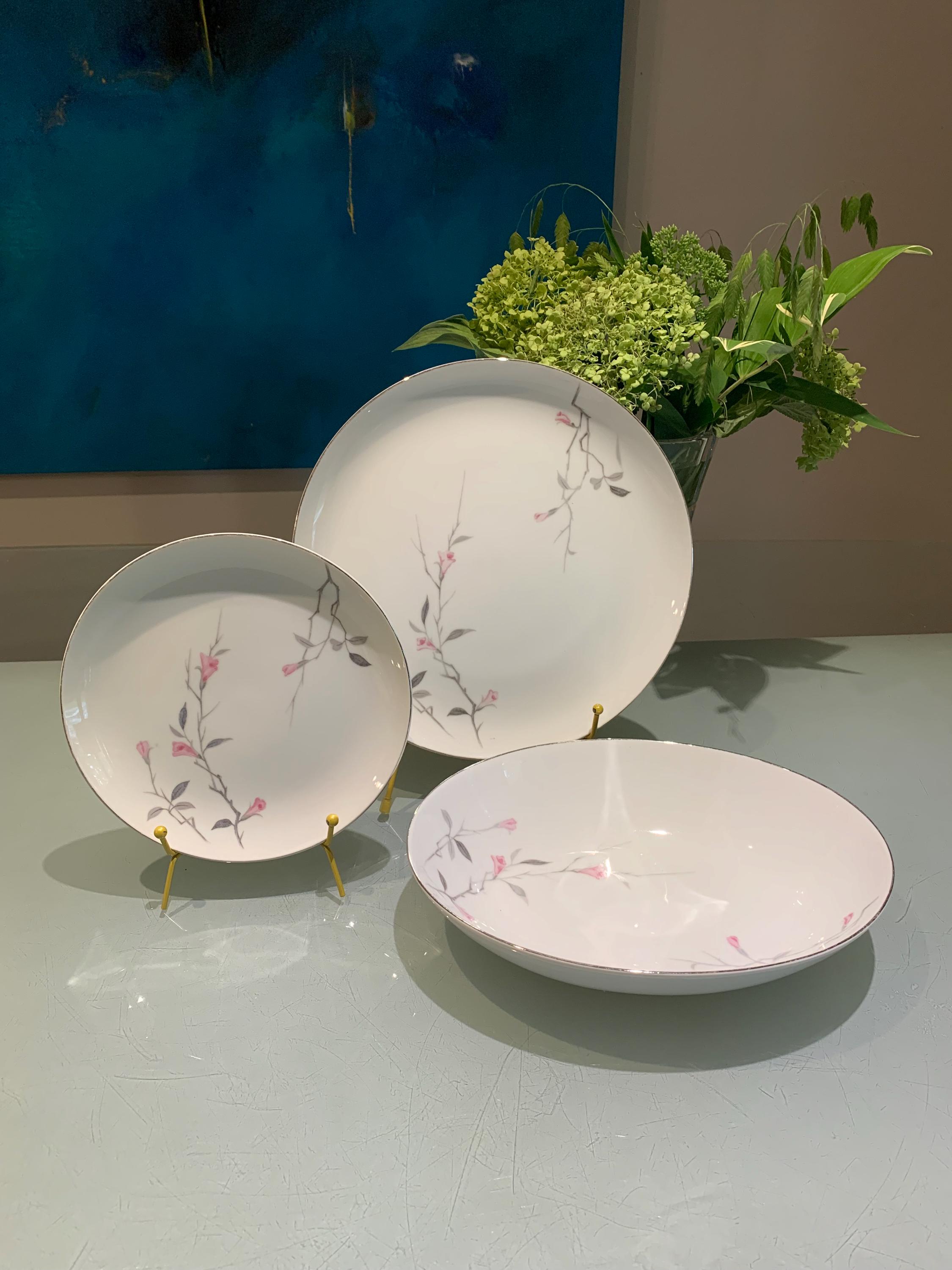 Vintage MCM Cherry Blossom China Set: Crestwood Sakura Plates