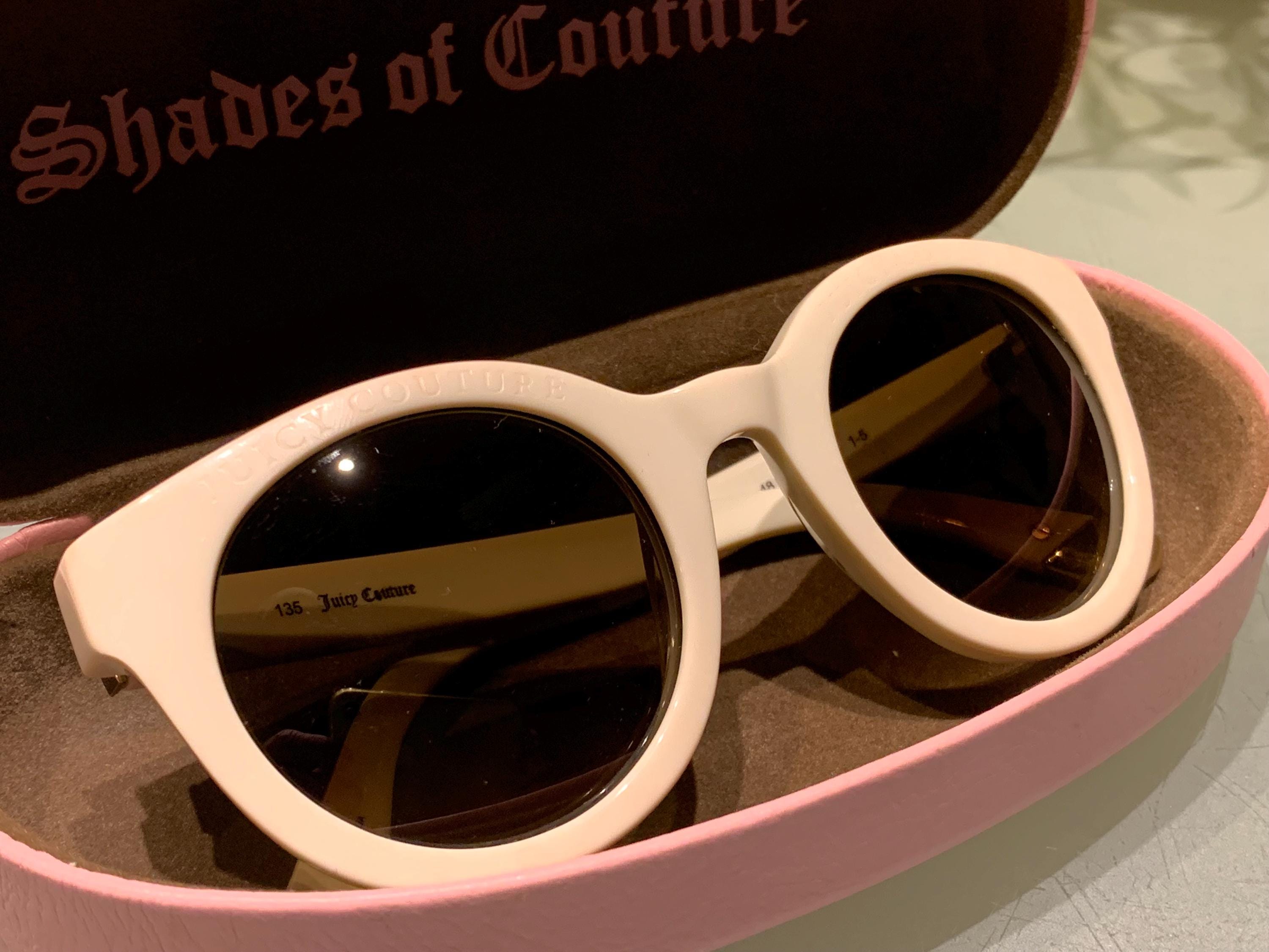 SUPER RARE VINTAGE Juicy Couture Beige Sunglasses with Pink Case Vintage Juicy Couture CHOOSE JUICY Pink | Mercari main image 2