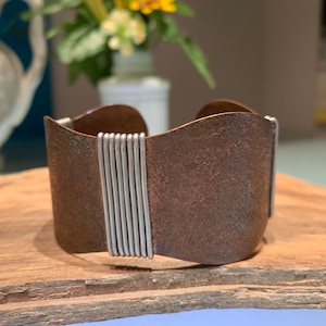 Vintage Copper and Aluminum Statement Cuff.