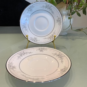 Vintage Porcelain Floral Platinum Edge Teacup Replacement Saucer Legendary by Noritake &quot;Sweet Leilani&quot; Pattern.