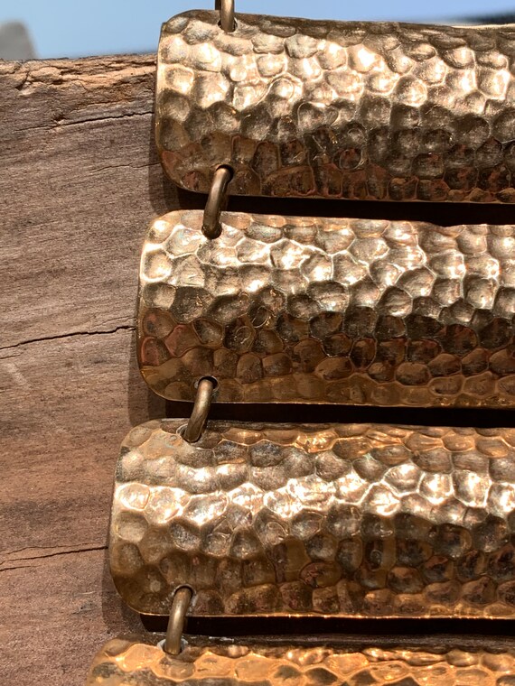 Vintage Hammered Brass Link Statement Bracelet. - image 6