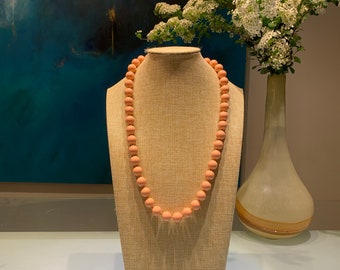 Vintage Coral and Gold Beaded Non-Adjustable Necklace.