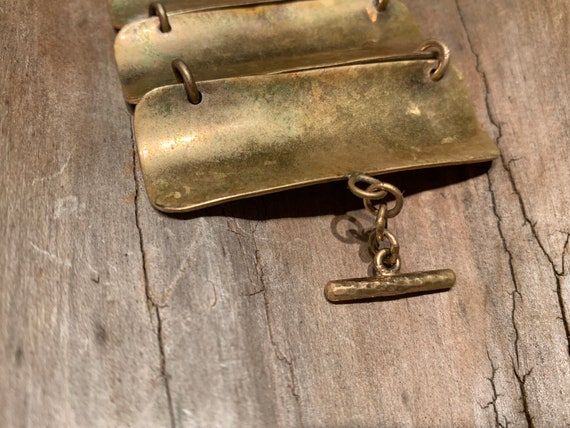 Vintage Hammered Brass Link Statement Bracelet. - image 7